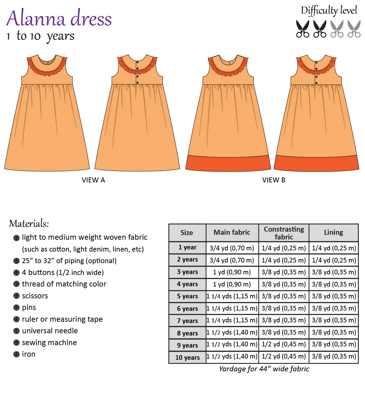 Alana dress girl pattern design